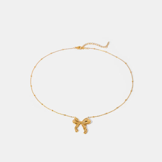 Stainless Steel Bow Pendant Necklace - GlossiChic Collectionjewelry