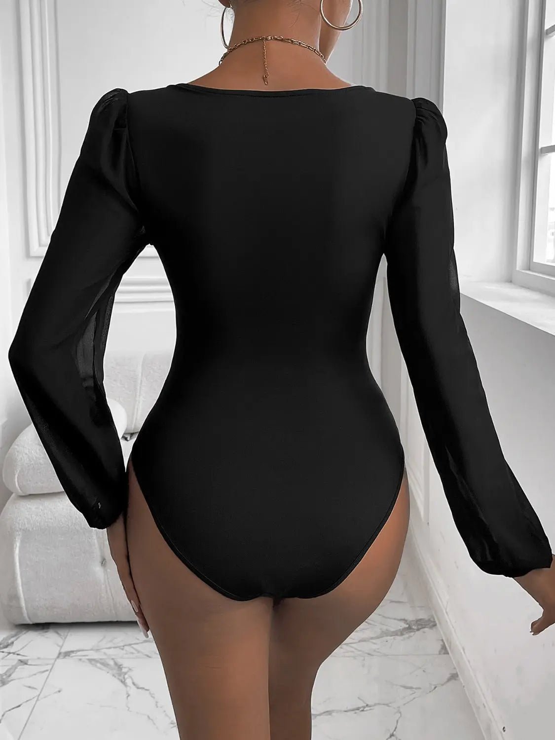 Sweetheart Neck Long Sleeve Bodysuit - GlossiChic CollectionBodysuits
