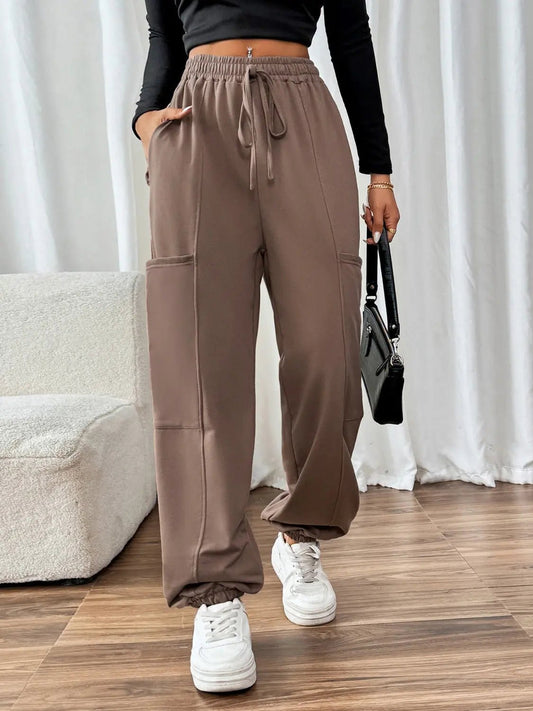 Tied Joggers with Pockets - GlossiChic CollectionJeans, Pants, & Shorts