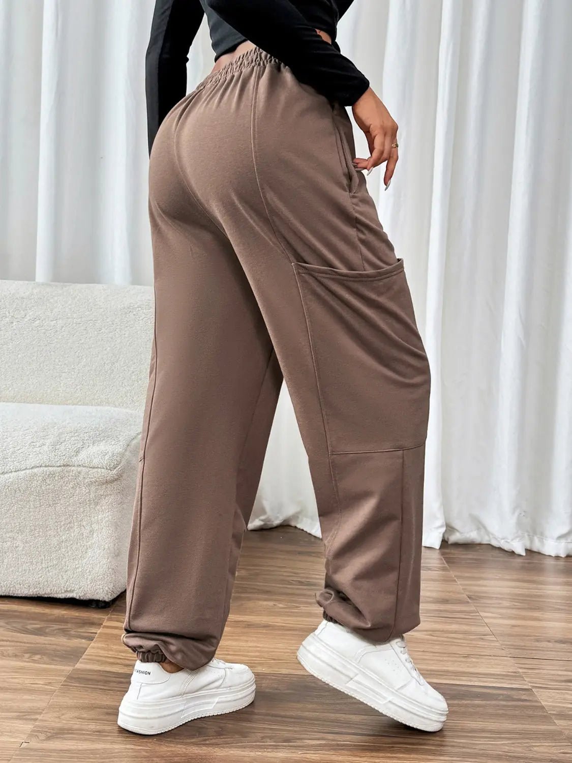 Tied Joggers with Pockets - GlossiChic CollectionJeans, Pants, & Shorts