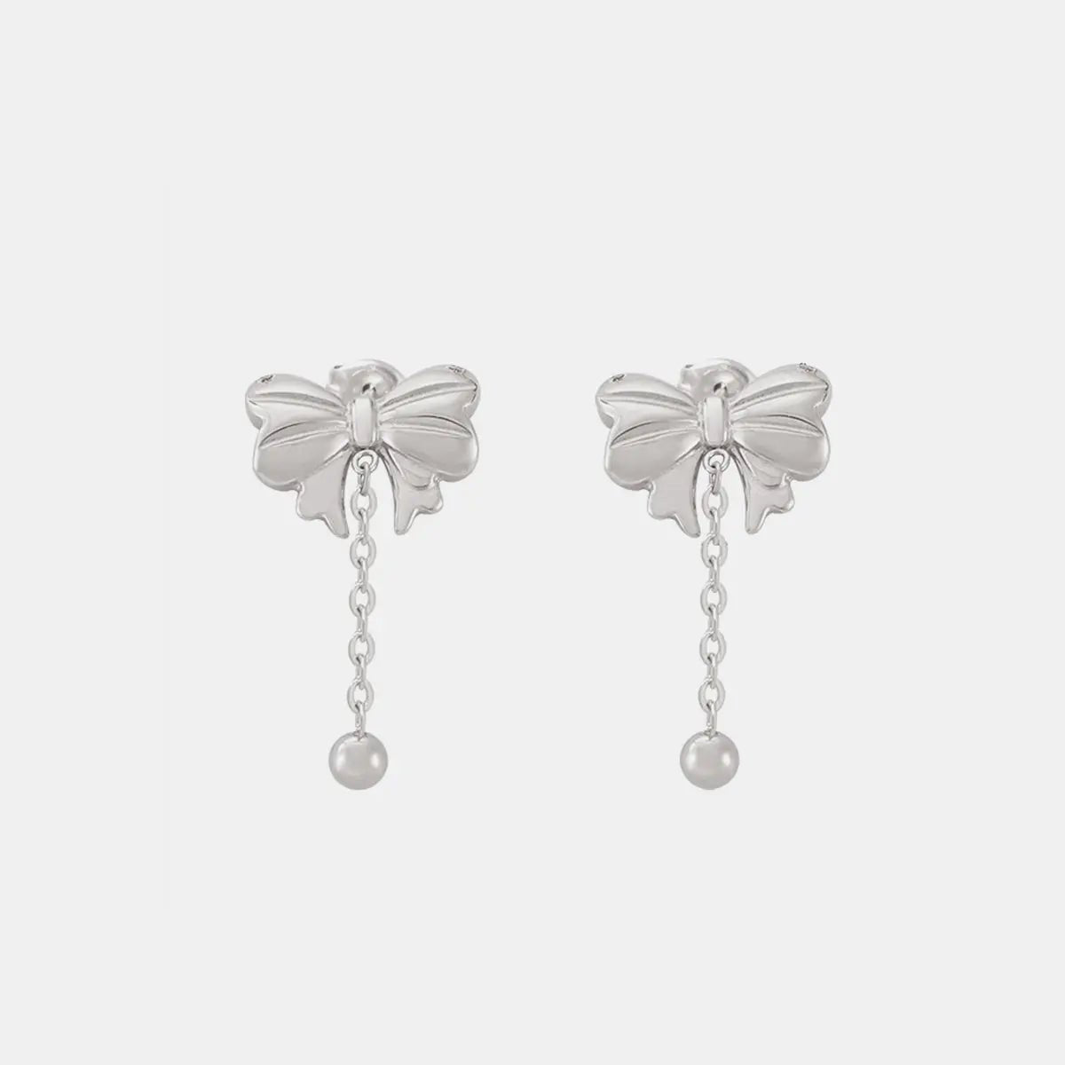 Titanium Steel Bow Earrings - GlossiChic Collection Silver / One Size GlossiChic Collection jewelry