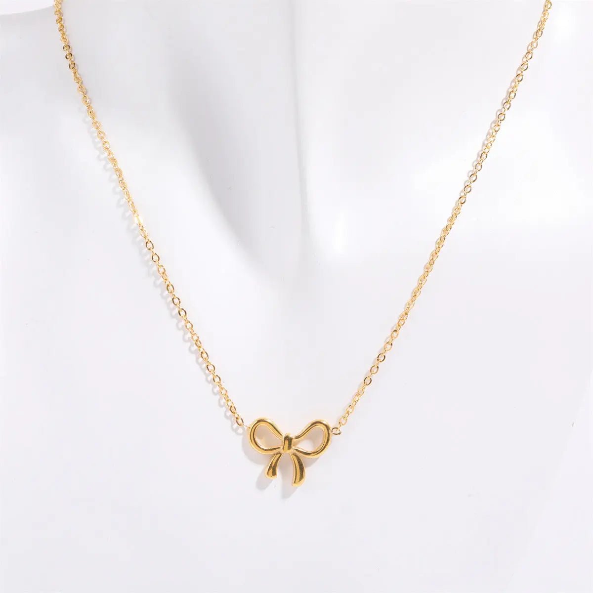 Titanium Steel Bow Pendant Necklace - GlossiChic Collectionjewelry