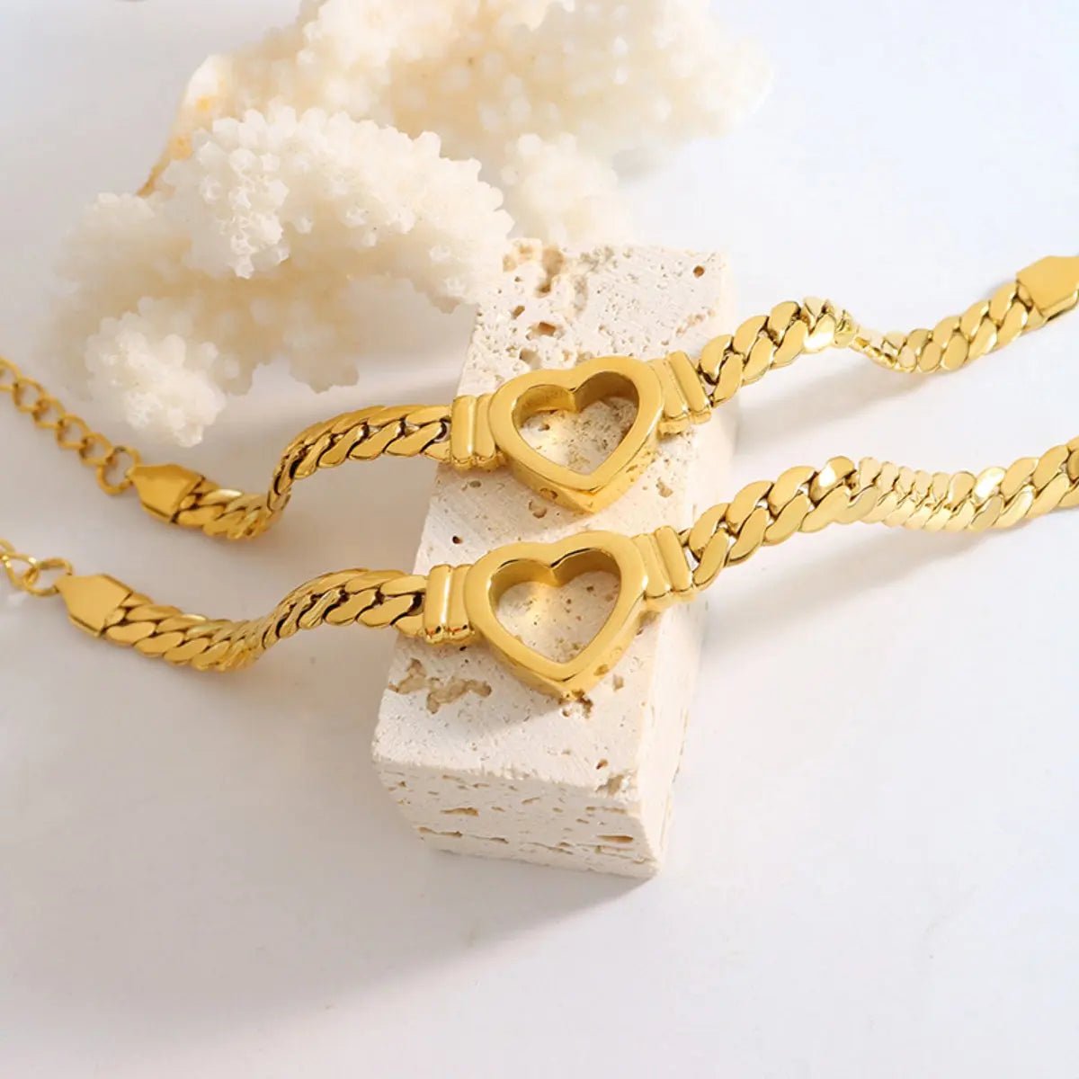 Titanium Steel Cutout Heart Bracelet - GlossiChic Collection Gold / One Size GlossiChic Collection jewelry