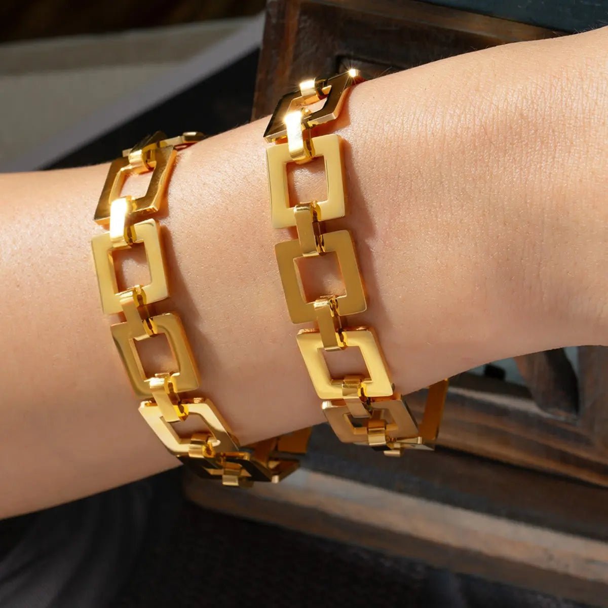 Titanium Steel Hollow Square Chain Bracelet - GlossiChic CollectionBracelets