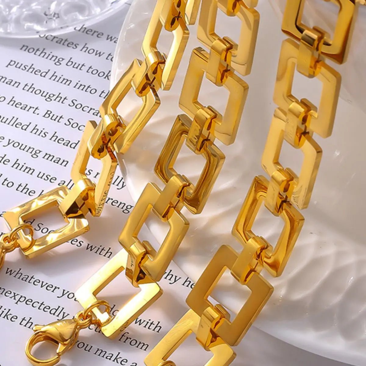 Titanium Steel Hollow Square Chain Bracelet - GlossiChic CollectionBracelets