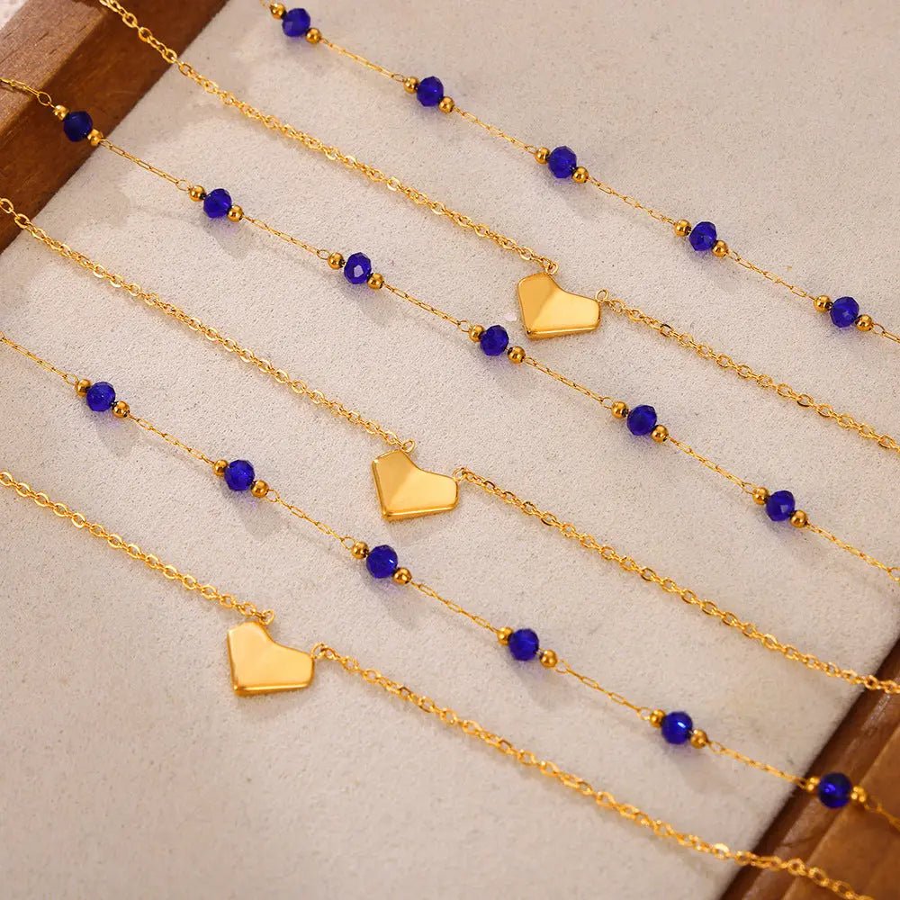 Titanium Steel Section Crystal Double-Layered Necklace - GlossiChic Collection Gold / One Size GlossiChic Collection jewelry