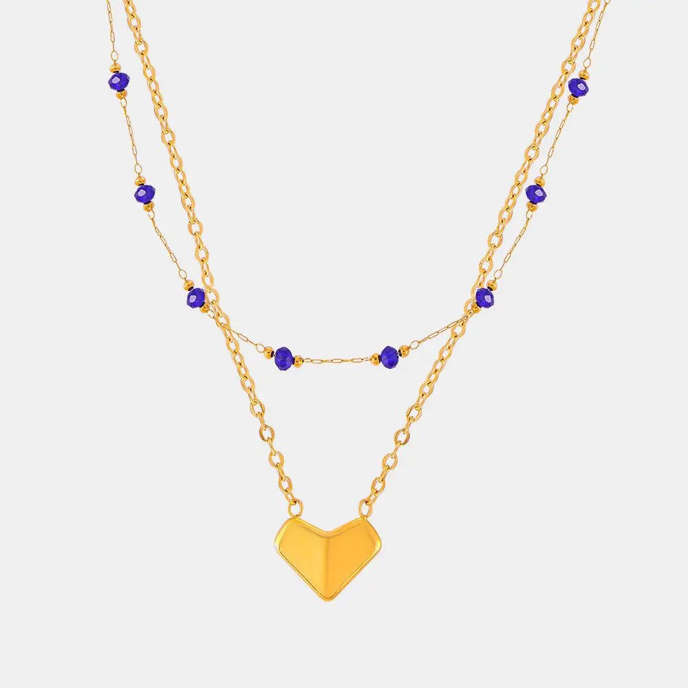 Titanium Steel Section Crystal Double-Layered Necklace - GlossiChic Collection Gold / One Size GlossiChic Collection jewelry