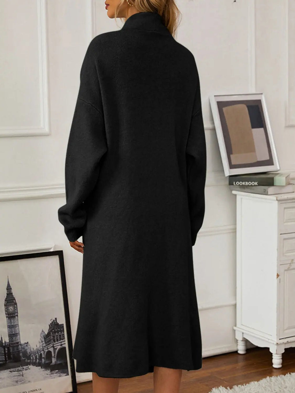 V - Neck Cami Dress and Open Front Cardigan Sweater Set - GlossiChic CollectionOutfit Set