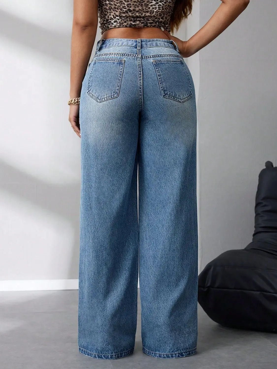 Wide Leg Jeans with Pockets - GlossiChic CollectionJeans, Pants, & Shorts