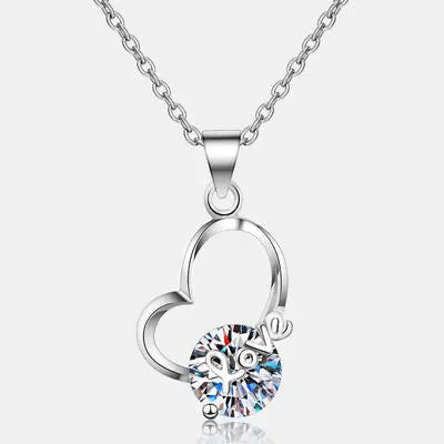 2 Carat Moissanite Heart 925 Sterling Silver Necklace - GlossiChic Collection