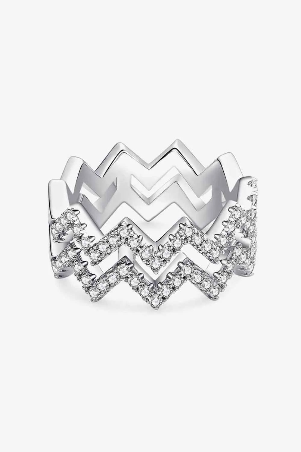 Adored Moissanite Zigzag Stacking Rings GlossiChic Collection