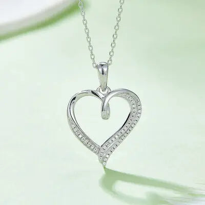 Moissanite 925 Sterling Silver Heart Shape Necklace GlossiChic Collection