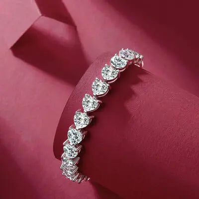 24 Carat Moissanite 925 Sterling Silver Heart Bracelet - GlossiChic Collection