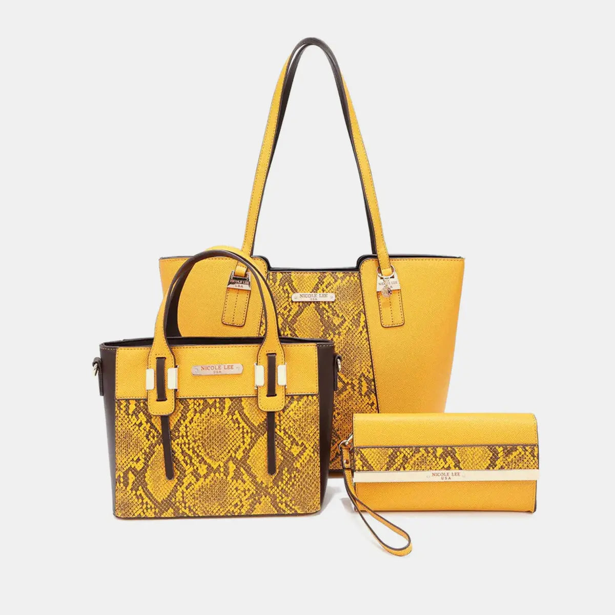 3-Piece Snake Print Handbag Set - GlossiChic Collection