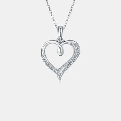 Moissanite 925 Sterling Silver Heart Shape Necklace GlossiChic Collection