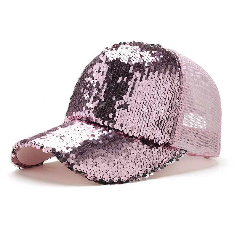 Flip Changes Color Sequin Mesh Hats - GlossiChic Collection