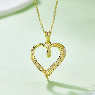 Moissanite 925 Sterling Silver Heart Shape Necklace GlossiChic Collection