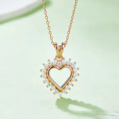 Moissanite 925 Sterling Silver Heart Pendant Necklace GlossiChic Collection