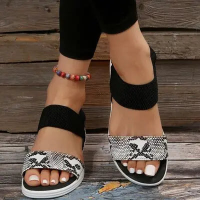 PU Leather Open Toe Low Heel Sandals Trendsi