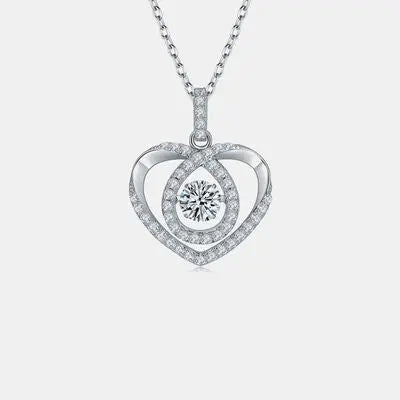 Moissanite 925 Sterling Silver Heart Shape Necklace GlossiChic Collection