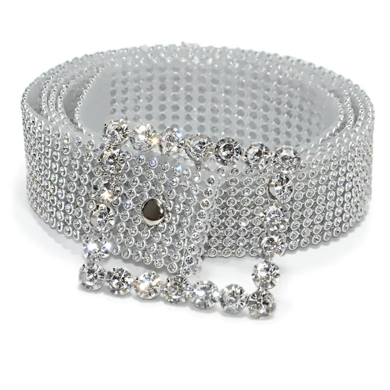 Rhinestone Embellished Belt - GlossiChic Collection Large silver / 115cm GlossiChic Collection Belts & Hats