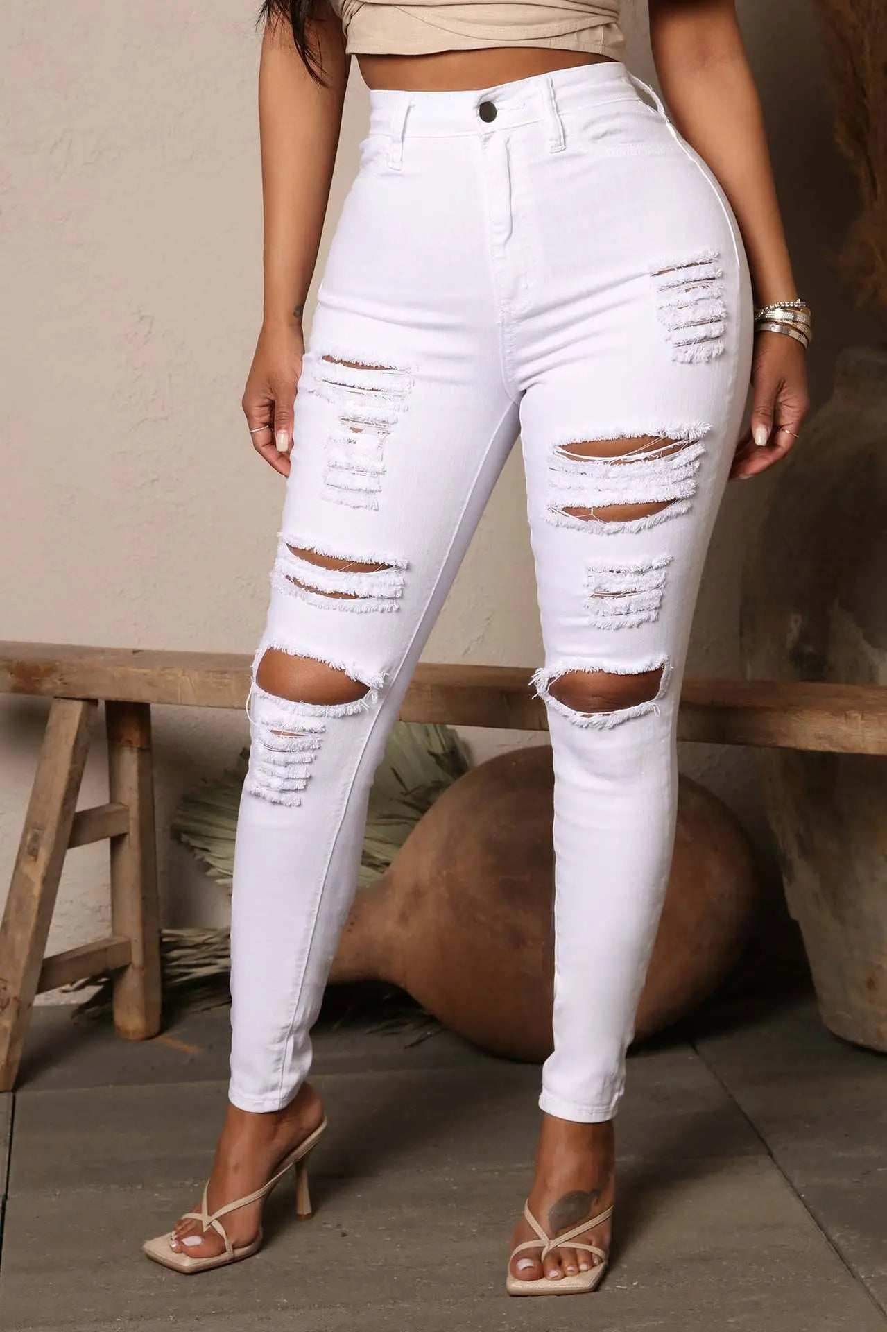 Streetwear Stretch Ripped Jeans GlossiChic Collection