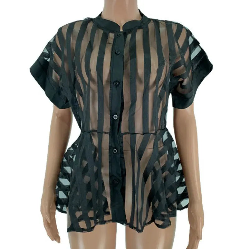 Striped Sheer Shirt GlossiChic Collection