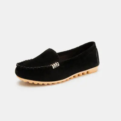 Metal Buckle Soft Round Toe Loafers GlossiChic Collection