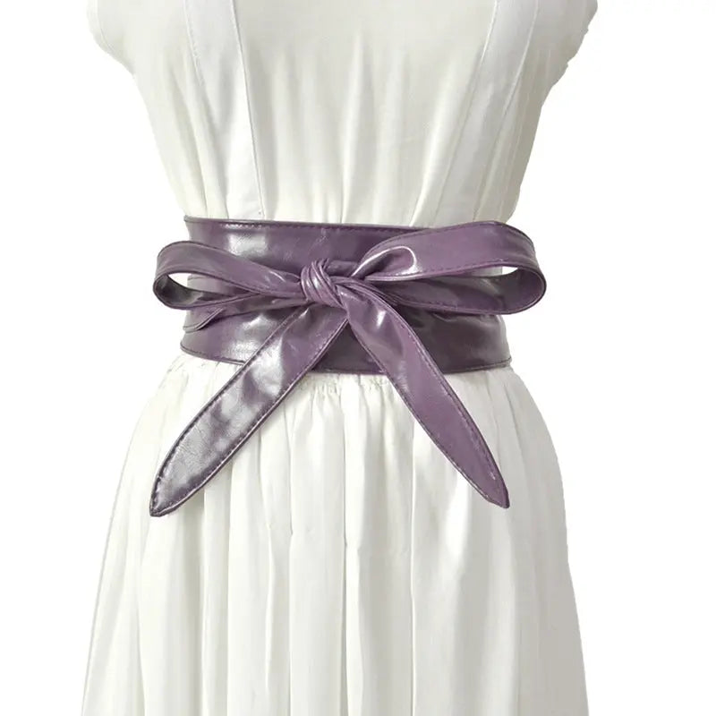 PU Leather Bow Wide Shirt Belt - GlossiChic Collection