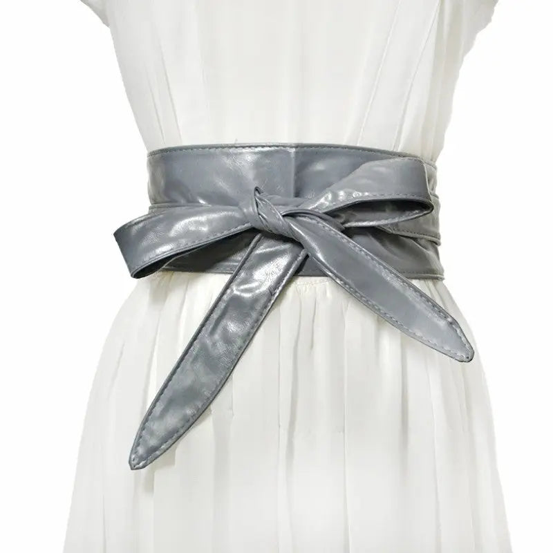 PU Leather Bow Wide Shirt Belt - GlossiChic Collection