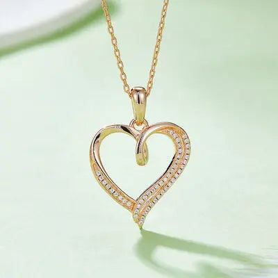 Moissanite 925 Sterling Silver Heart Shape Necklace GlossiChic Collection