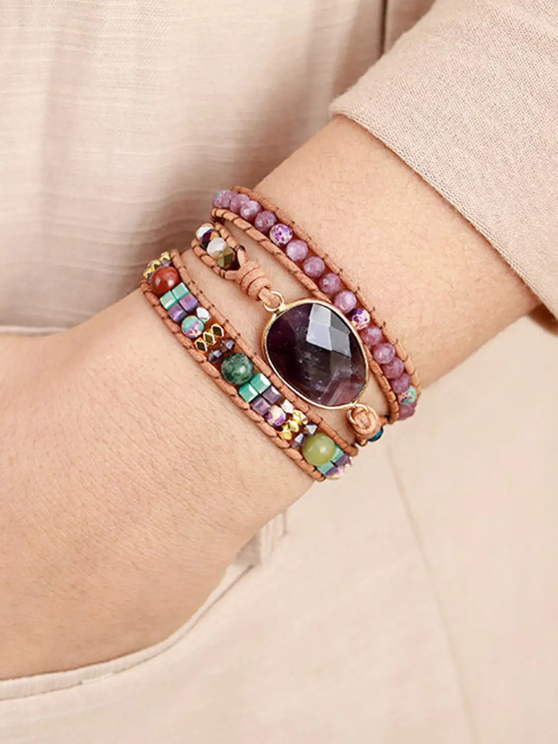 Triple-Layer Amethyst Bracelet GlossiChic Collection