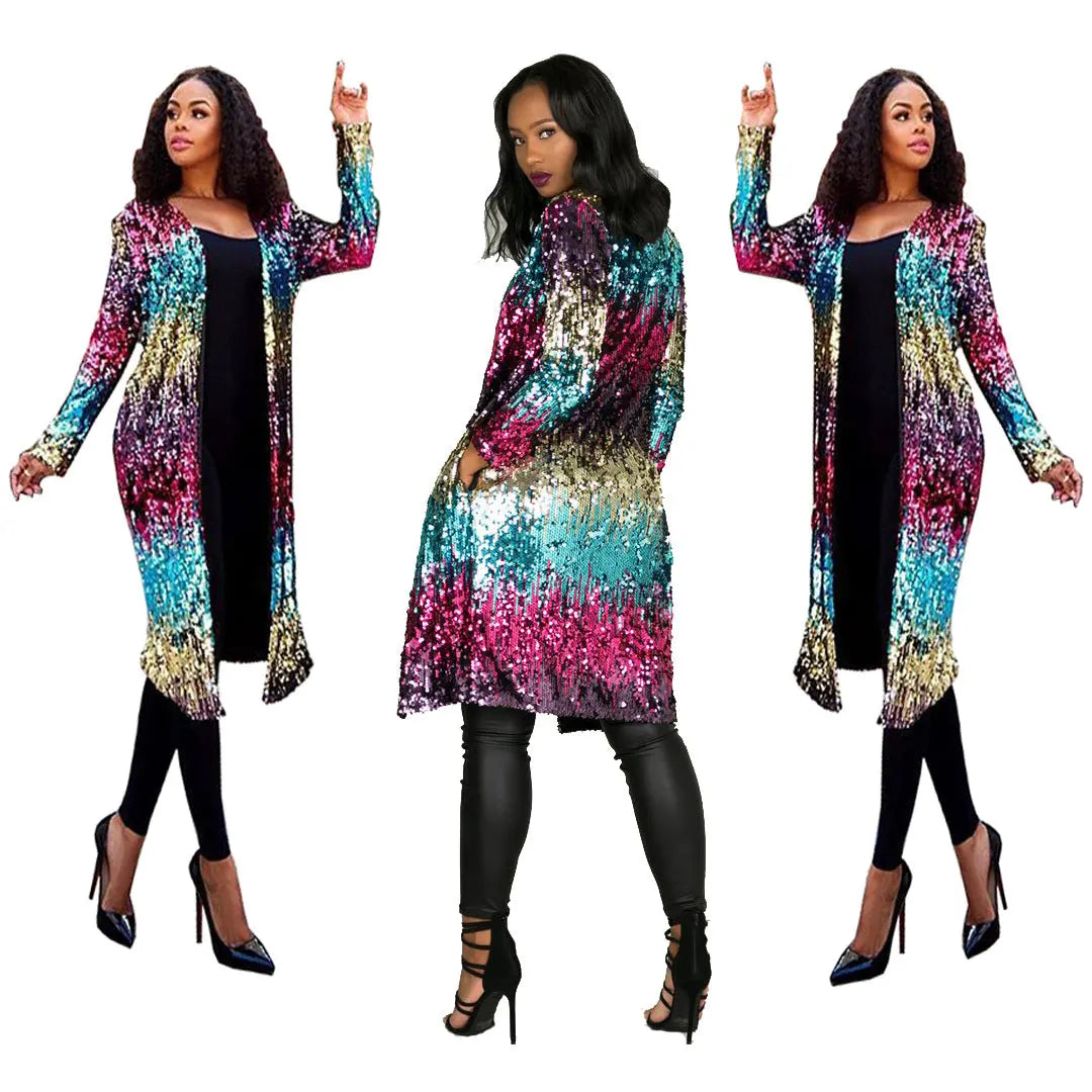 Gradient Sequin Cardigan GlossiChic Collection