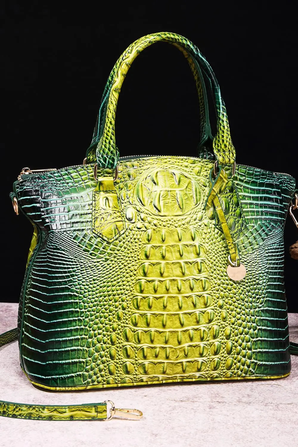 Gradient PU Leather Handbag - GlossiChic Collection Yellow/Green / One Size GlossiChic Collection handbags