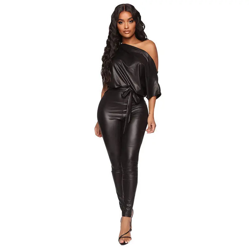 Leggings and strapless leather jumpsuits GlossiChic Collection