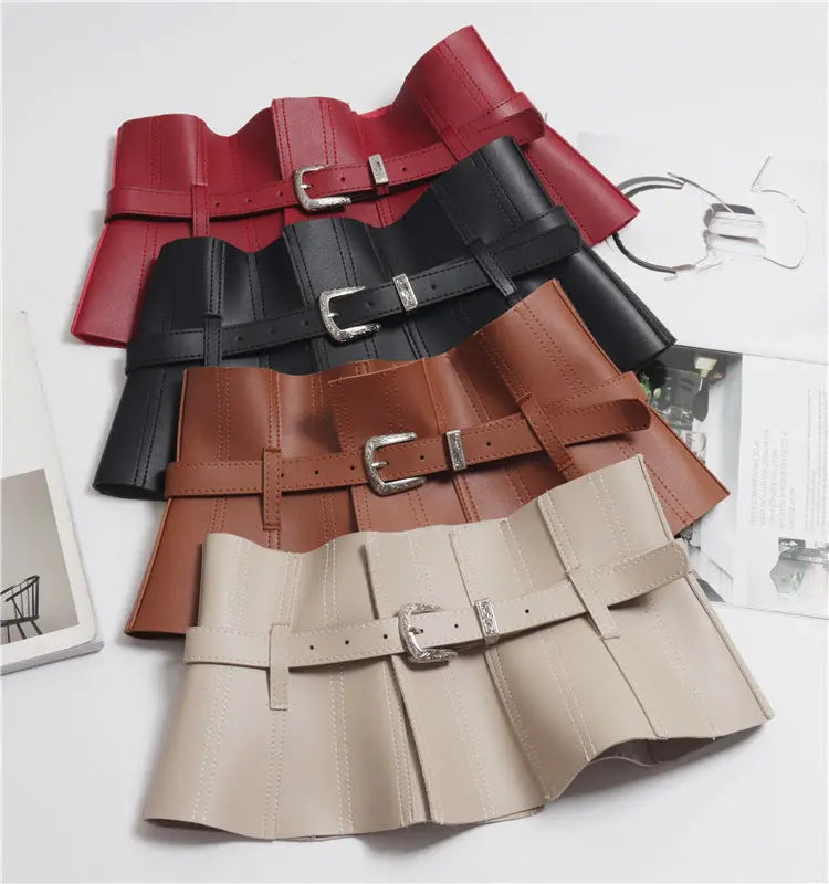 PU Leather Waist Seal Shirt Dress Belt GlossiChic Collection