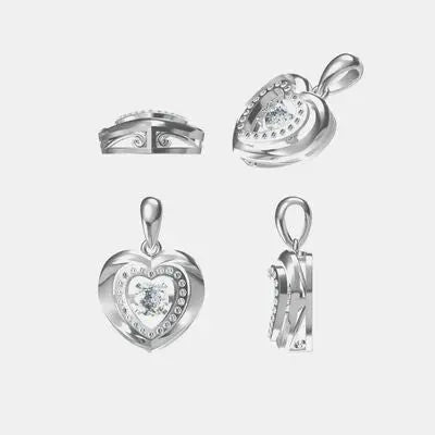 Moissanite 925 Sterling Silver Heart Necklace GlossiChic Collection