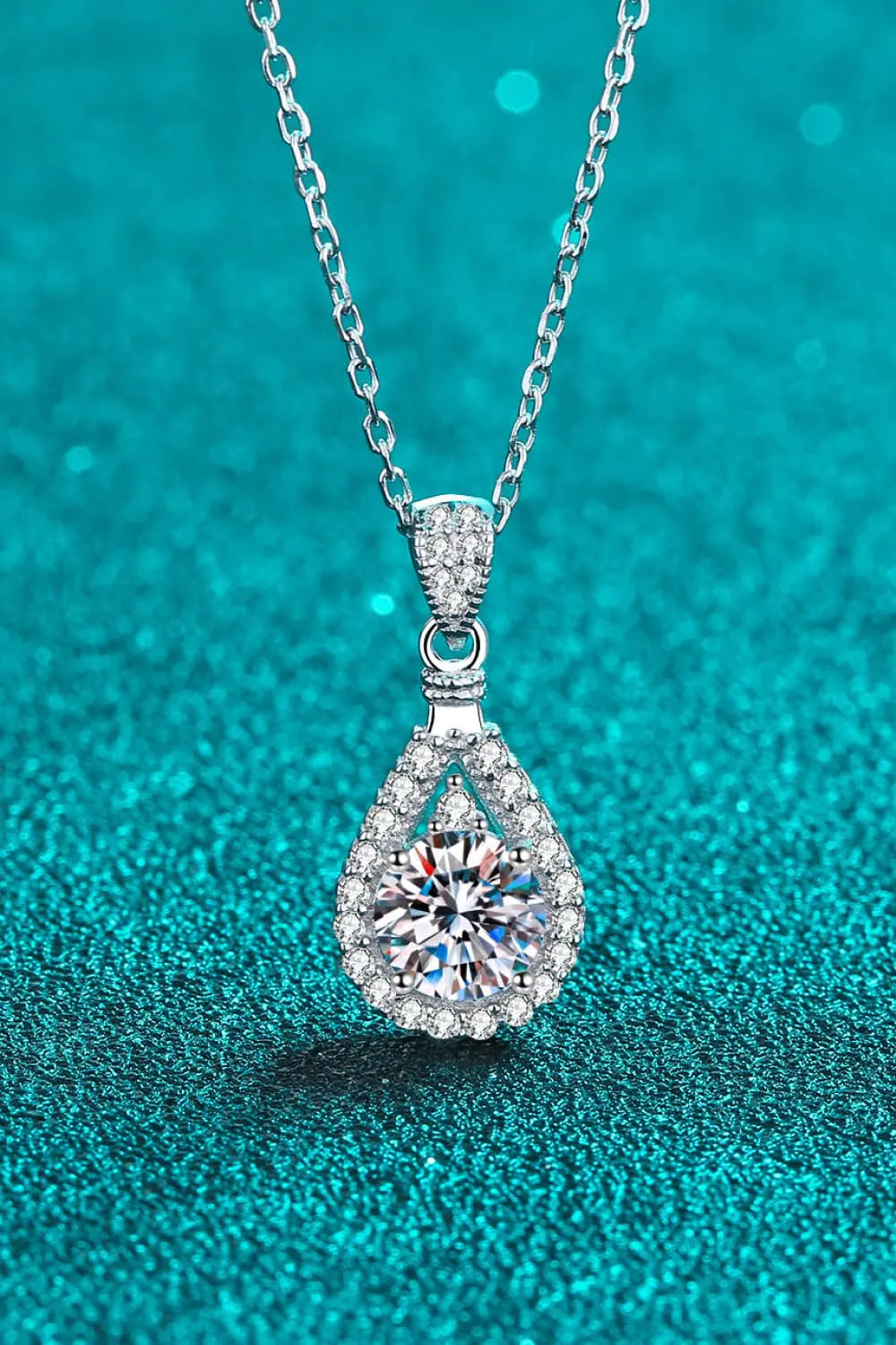 2 Carat Moissanite Teardrop Pendant 925 Sterling Silver Necklace - GlossiChic Collection