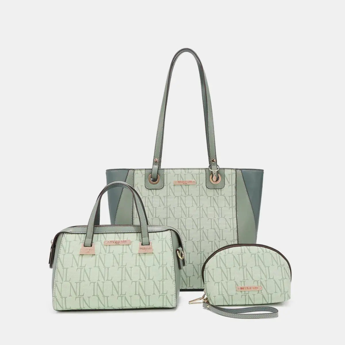 3-Piece Letter Print Texture Handbag Set - GlossiChic Collection