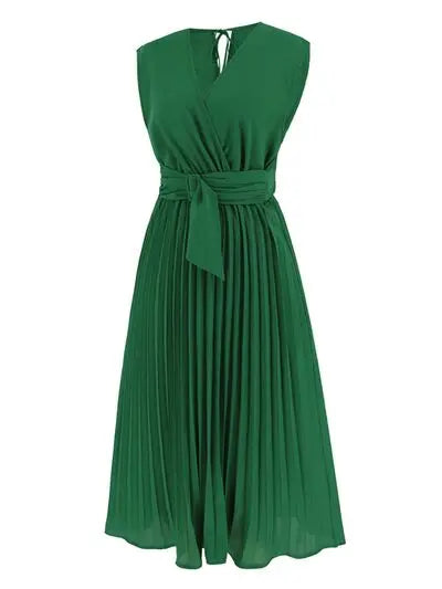 Tied Surplice Pleated Tank Dress Trendsi