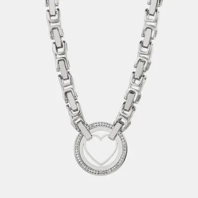 Cutout Heart Shape Inlaid Zircon Chain Necklace - GlossiChic Collection