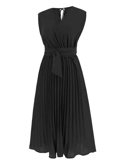 Tied Surplice Pleated Tank Dress Trendsi