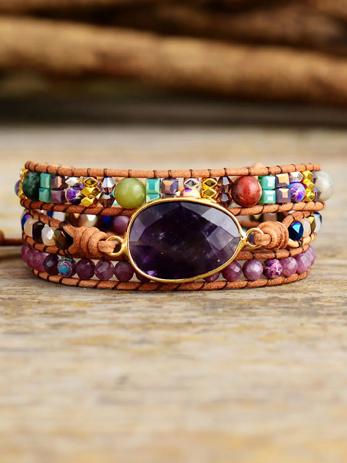 Triple-Layer Amethyst Bracelet GlossiChic Collection