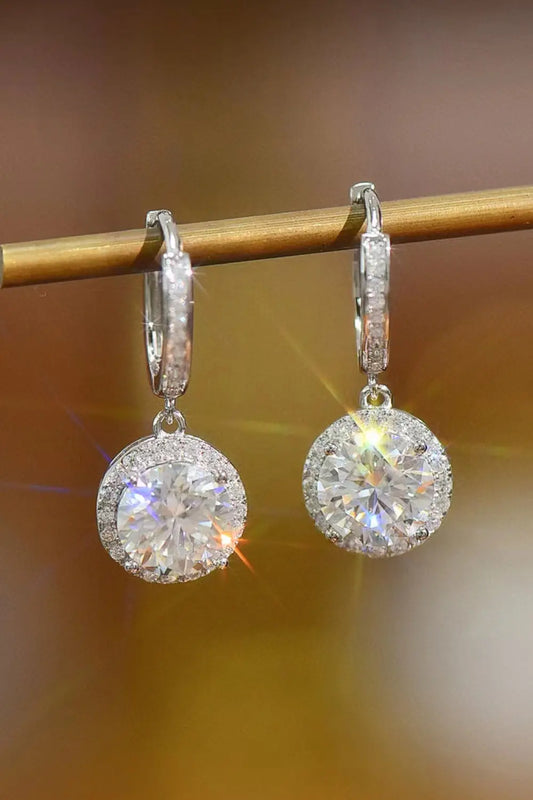 2 Carat Moissanite Round Drop Earrings - GlossiChic Collection