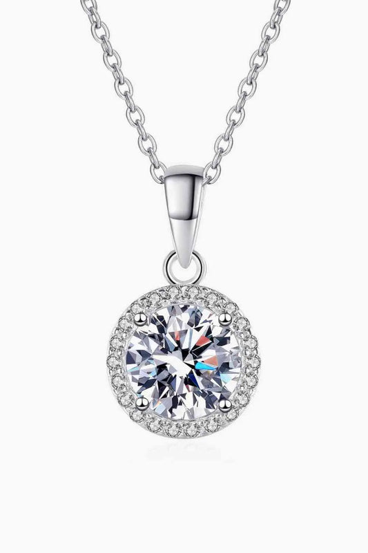 Chance to Charm 1 Carat Moissanite Round Pendant Chain Necklace - GlossiChic Collection