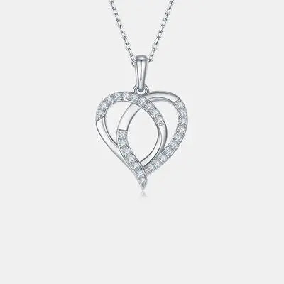 Moissanite 925 Sterling Silver Heart Shape Necklace GlossiChic Collection