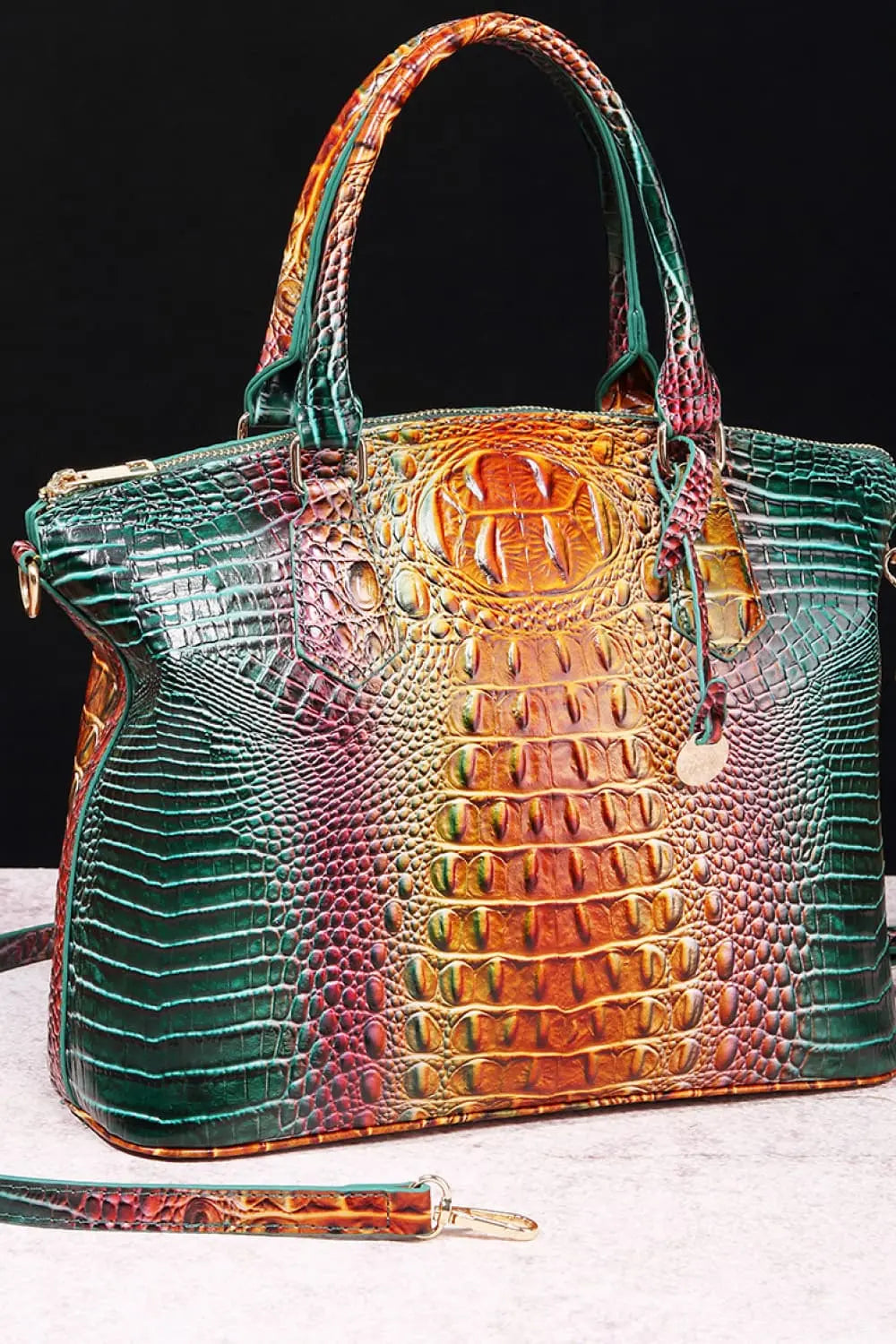 Gradient PU Leather Handbag - GlossiChic Collection Yellow/Blue / One Size GlossiChic Collection handbags