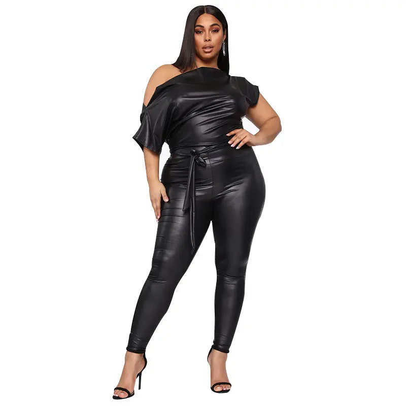 Leggings and strapless leather jumpsuits GlossiChic Collection