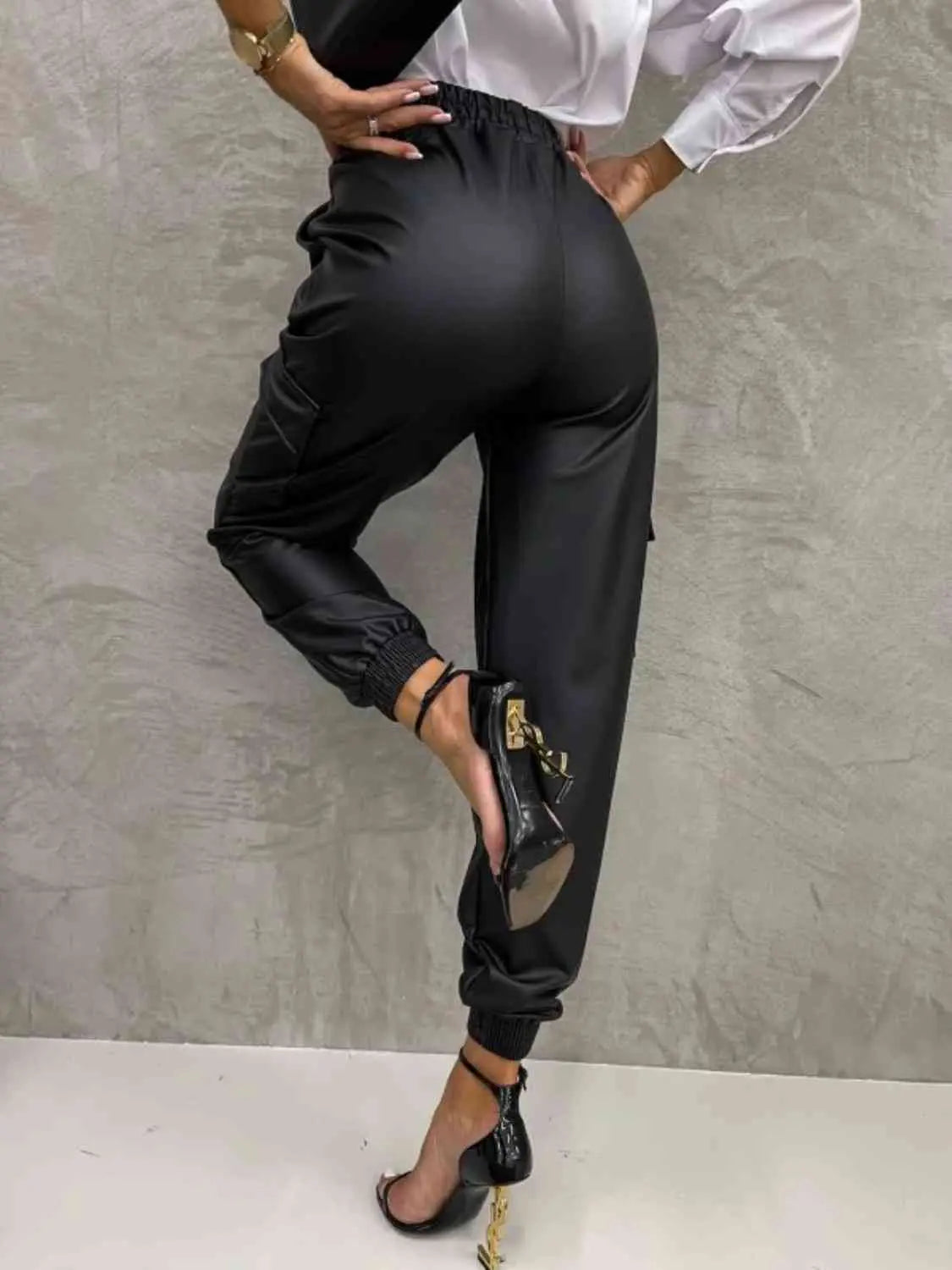 Tied High Waist Pants with Pockets GlossiChic Collection