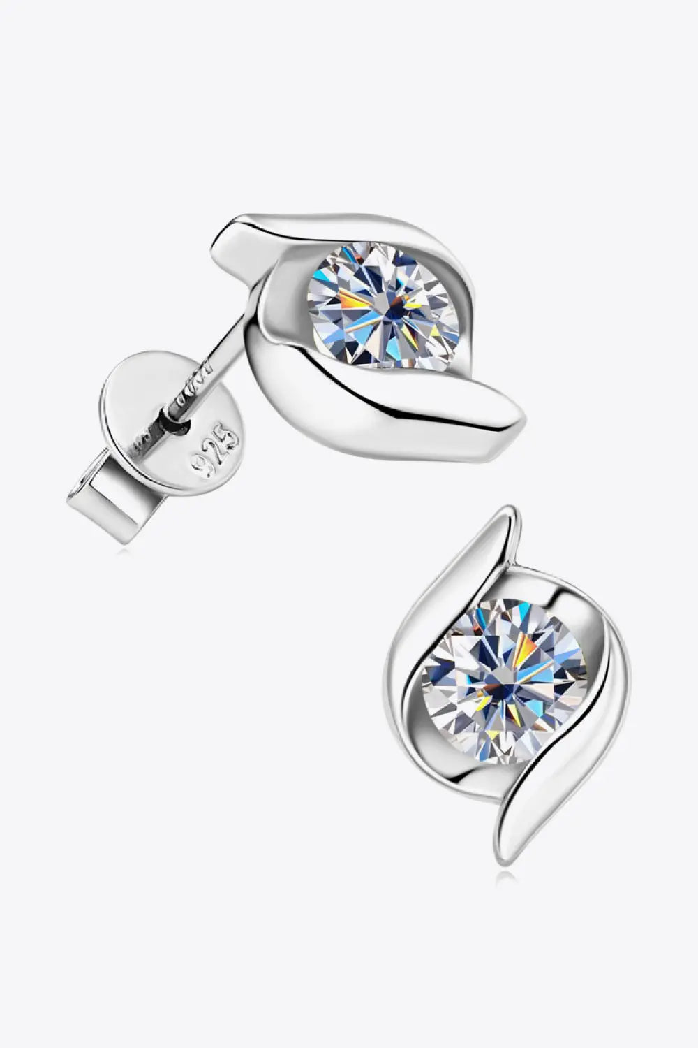 1 Carat Moissanite 925 Sterling Silver Stud Earrings - GlossiChic Collection